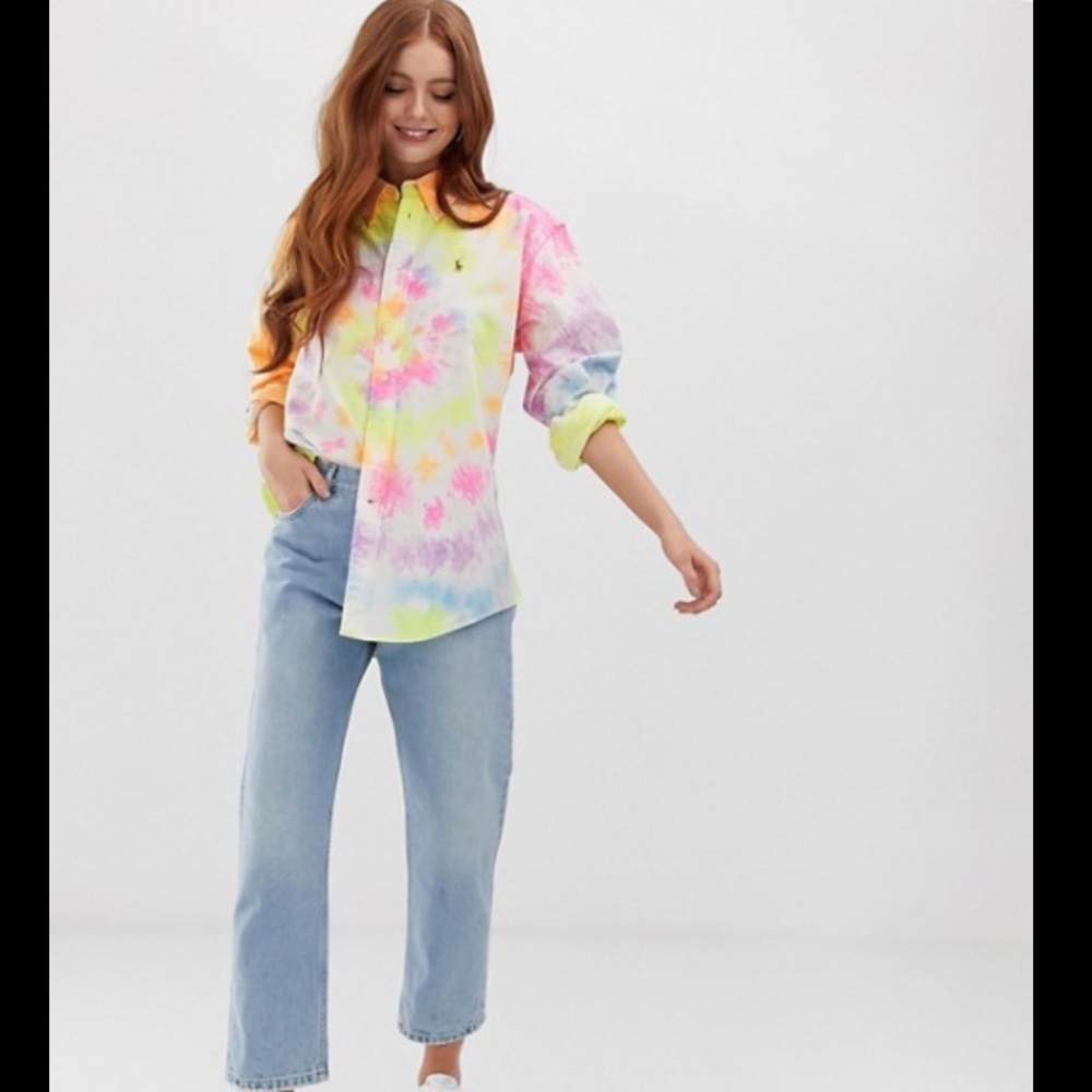 RALPH LAUREN Big Fit Tie Dye Shirt XL - Picture 2 of 14